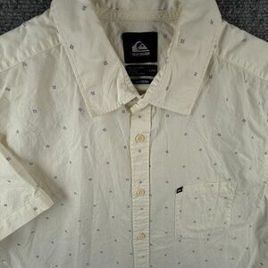 Quiksilver Quicksilver Button Up Shirt Men Short Sleeve Ivory Modern Fit Large